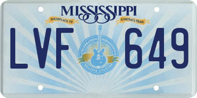 MS license plate LVF649