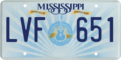MS license plate LVF651