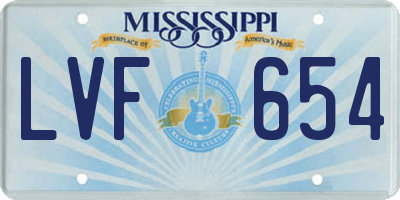 MS license plate LVF654
