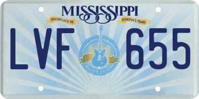 MS license plate LVF655