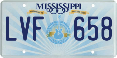 MS license plate LVF658