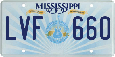 MS license plate LVF660