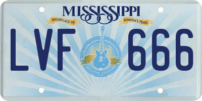 MS license plate LVF666