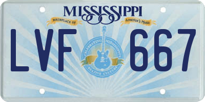 MS license plate LVF667
