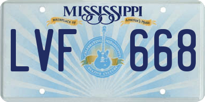 MS license plate LVF668