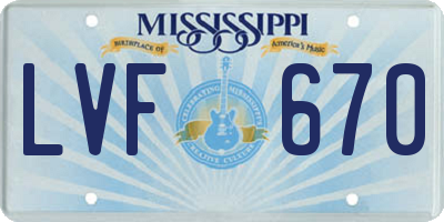 MS license plate LVF670