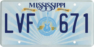 MS license plate LVF671