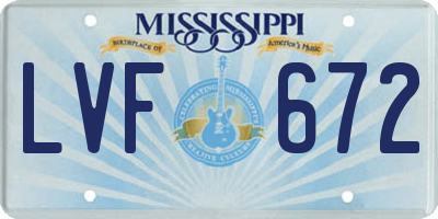 MS license plate LVF672