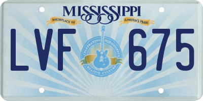 MS license plate LVF675