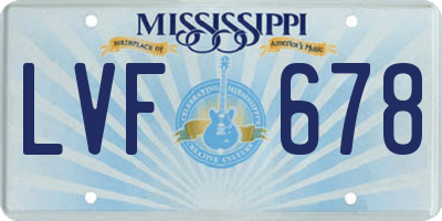MS license plate LVF678