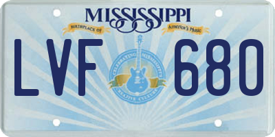 MS license plate LVF680