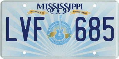 MS license plate LVF685
