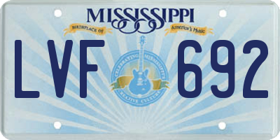 MS license plate LVF692