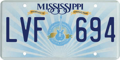 MS license plate LVF694