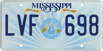 MS license plate LVF698