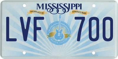 MS license plate LVF700
