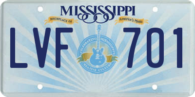 MS license plate LVF701