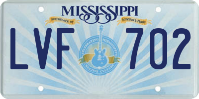 MS license plate LVF702