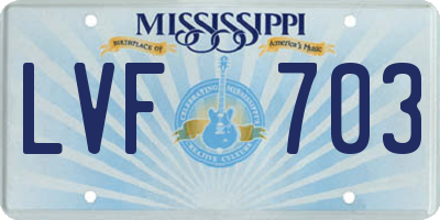 MS license plate LVF703