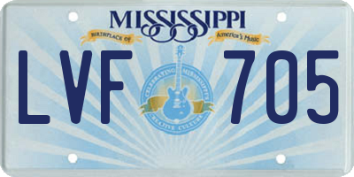 MS license plate LVF705
