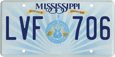 MS license plate LVF706