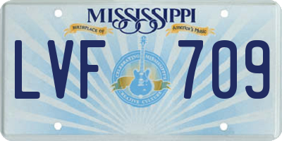 MS license plate LVF709