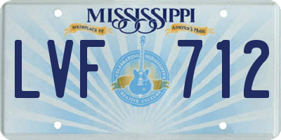 MS license plate LVF712