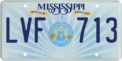 MS license plate LVF713