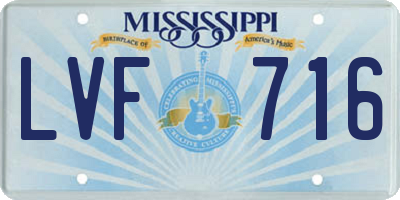 MS license plate LVF716