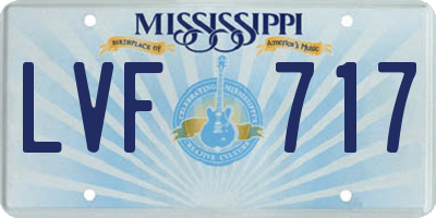 MS license plate LVF717