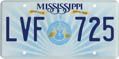 MS license plate LVF725