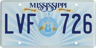 MS license plate LVF726