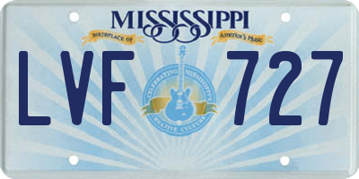 MS license plate LVF727