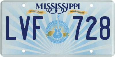 MS license plate LVF728