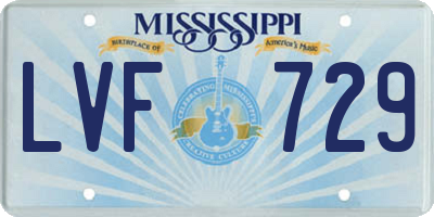 MS license plate LVF729