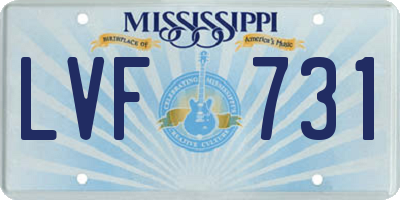 MS license plate LVF731