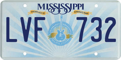 MS license plate LVF732