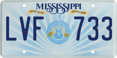 MS license plate LVF733