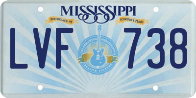 MS license plate LVF738