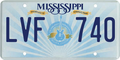MS license plate LVF740