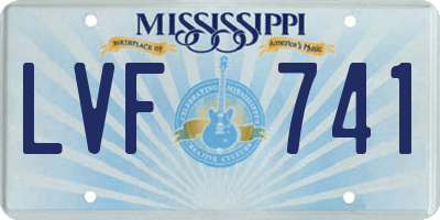 MS license plate LVF741