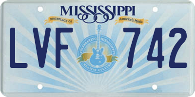 MS license plate LVF742