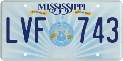 MS license plate LVF743