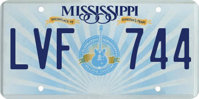 MS license plate LVF744