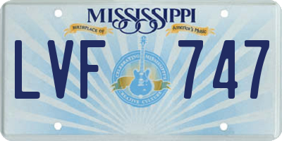 MS license plate LVF747