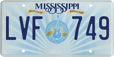 MS license plate LVF749