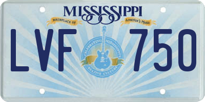 MS license plate LVF750