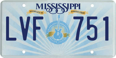 MS license plate LVF751