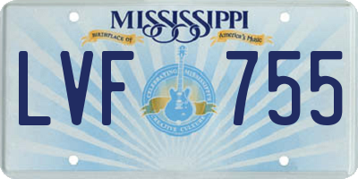MS license plate LVF755