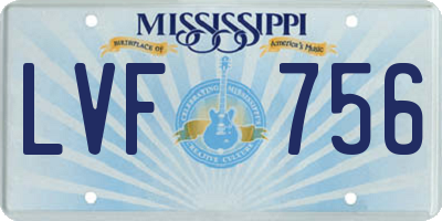 MS license plate LVF756